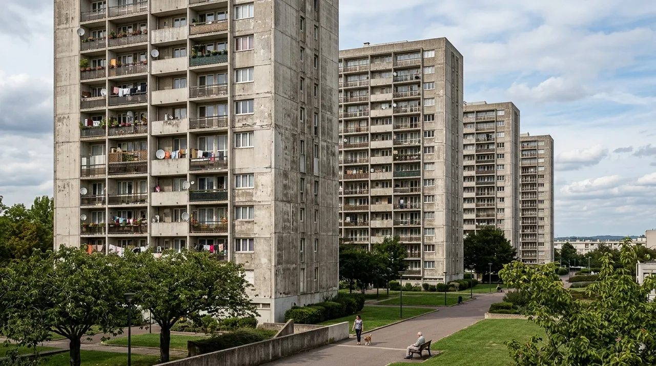 Barres d'immeubles HLM dans un quartier sensible de Rouen
