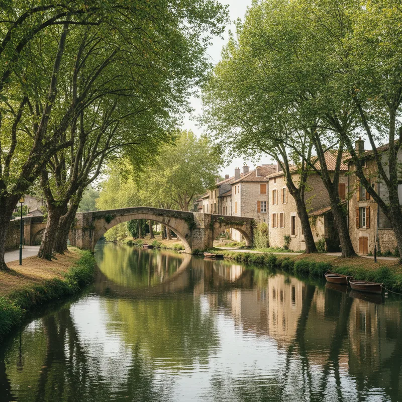 Bords de la Mayenne à Laval, quartier calme et verdoyant
