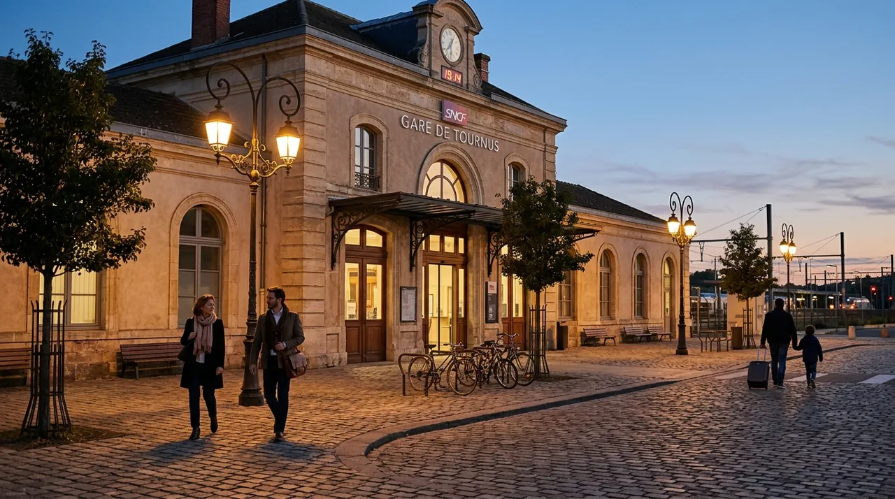 Abords de la gare d'Évreux en soirée