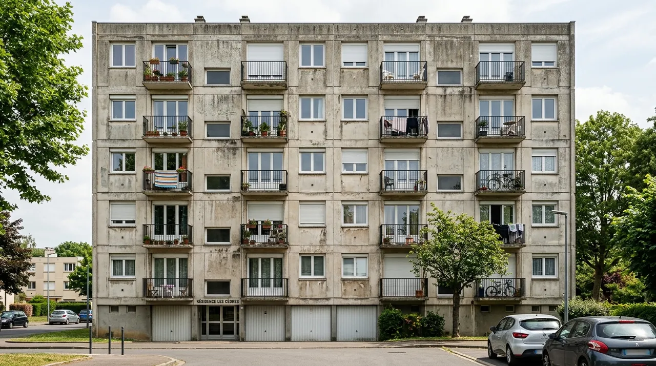 Immeuble de quartier sensible à Dreux avec balcons