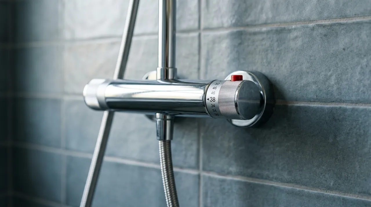 Mitigeur thermostatique de douche avec molette de temperature