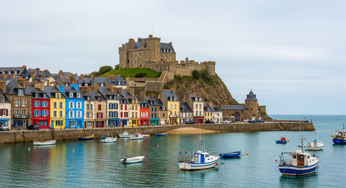Port de Pornic avec ses maisons colorées et son château médiéval