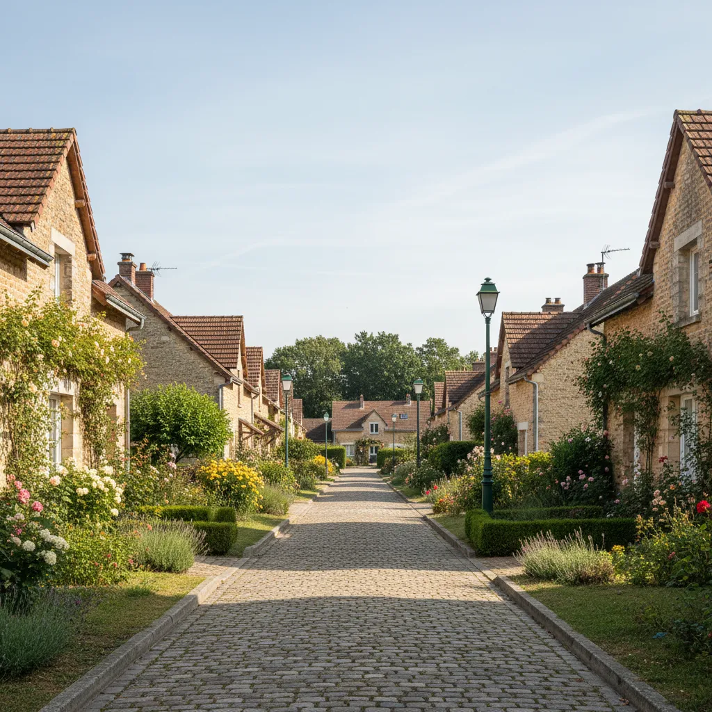 Quartier résidentiel calme avec maisons et jardins à Vierzon