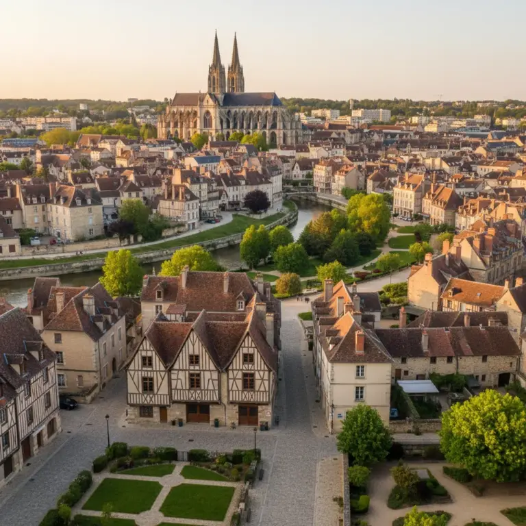 Vue panoramique de Bourges avec la cathédrale Saint-Étienne