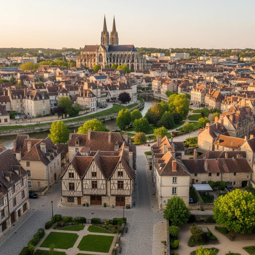 Vue panoramique de Bourges avec la cathédrale Saint-Étienne