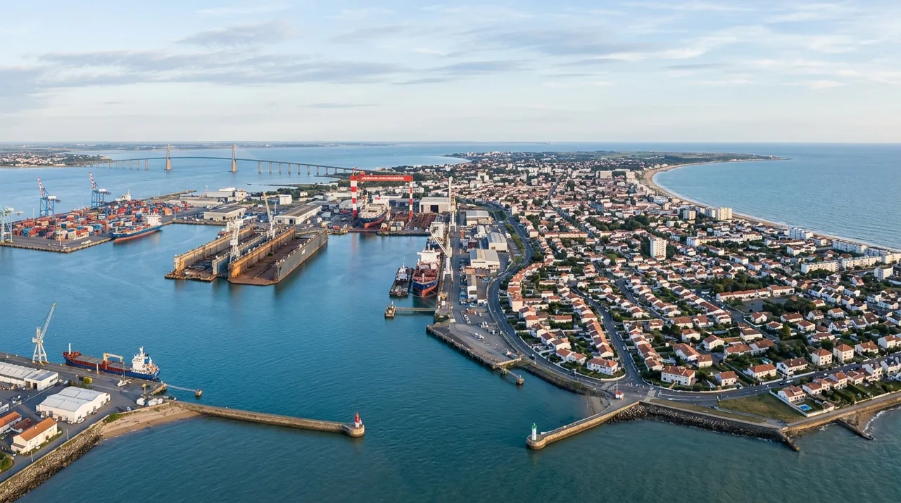Vue panoramique du port et des quartiers de Saint-Nazaire
