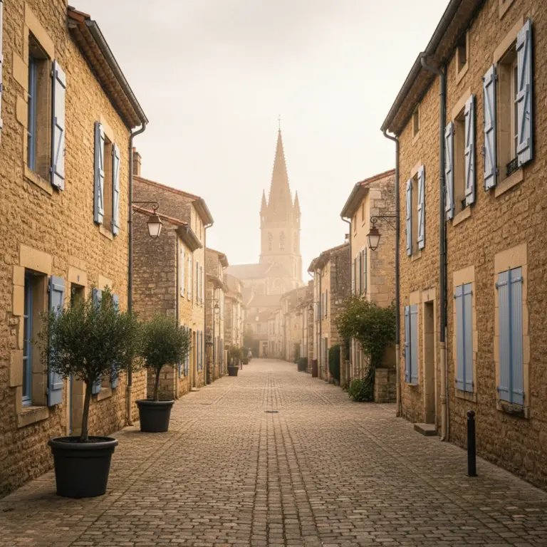 Vue d'une rue résidentielle calme à Laval en Mayenne