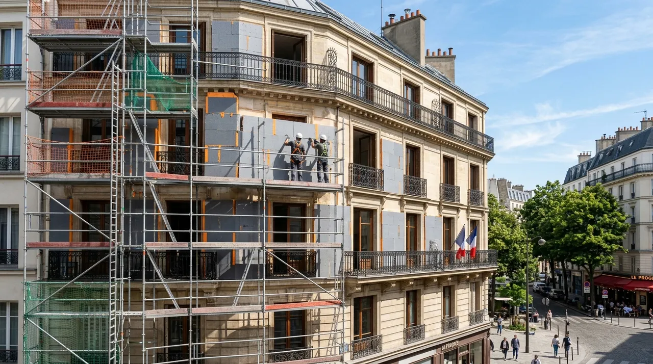 Travaux isolation thermique sur un immeuble