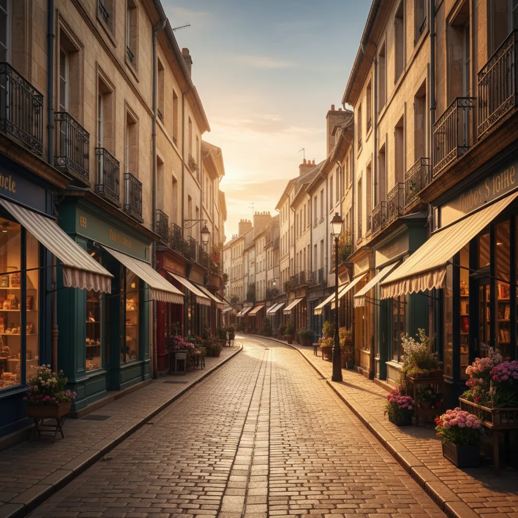 Rue commerçante dans un quartier calme d'Orléans