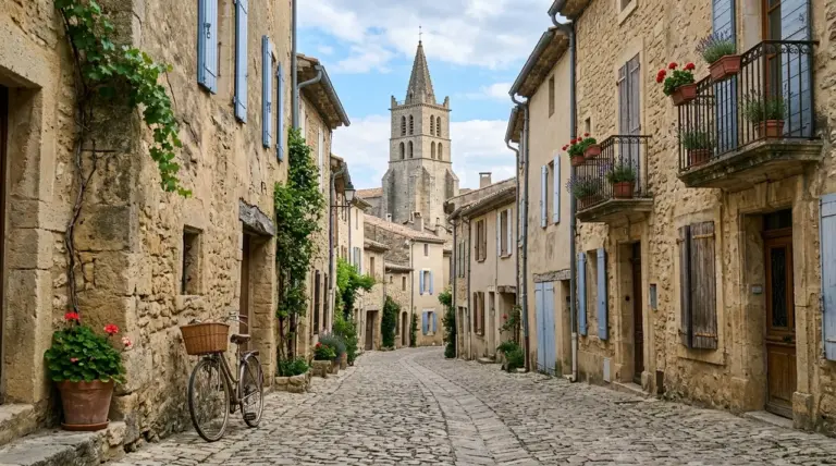 Rue résidentielle calme à Dreux avec bâtiments en pierre
