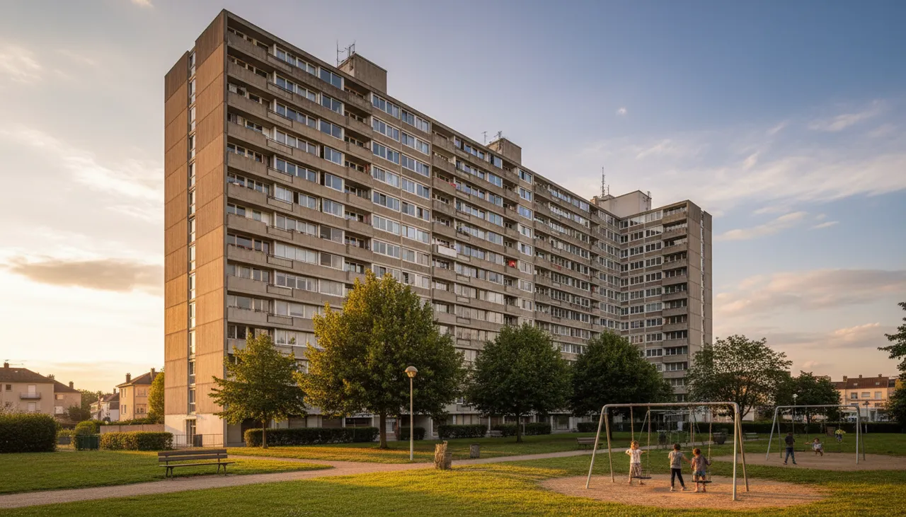 Immeuble de logements sociaux dans un quartier sensible de Chartres