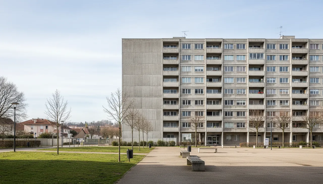 Immeubles de logements sociaux dans un quartier sensible de Dieppe