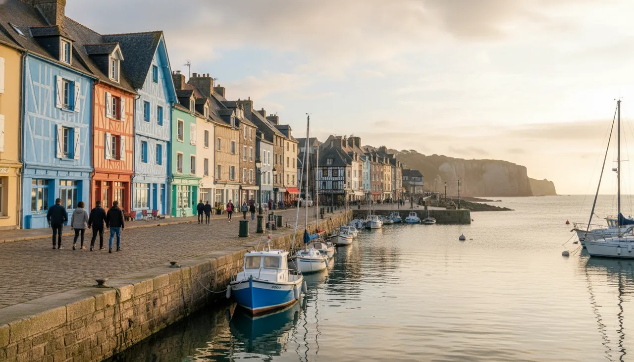 Vue du front de mer de Dieppe et ses quartiers