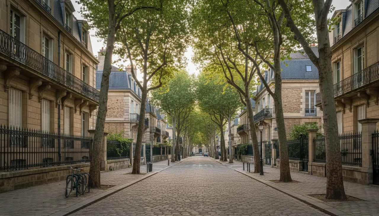 Rue résidentielle calme dans un quartier d'Amiens