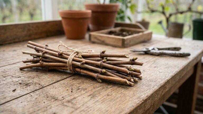 Boutures de vigne préparées avec bourgeons pour le bouturage