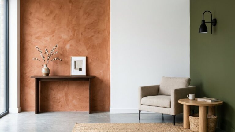 Combinaison de couleurs avec le terracotta : blanc, beige et vert