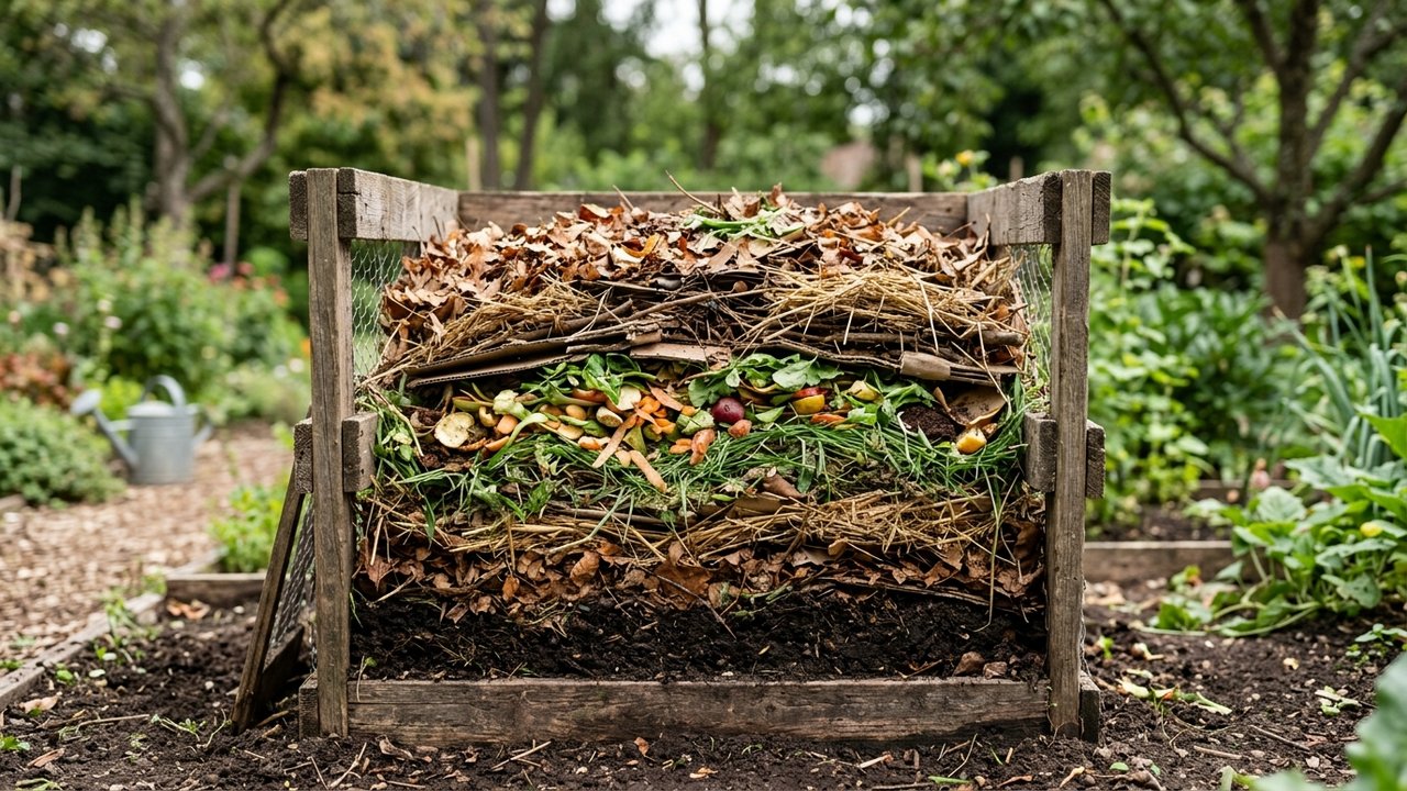 Compost équilibré avec alternance de matières humides et sèches