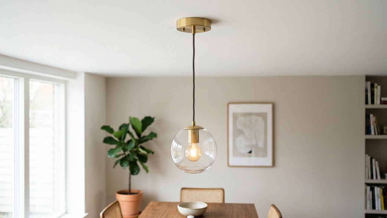 Fixation d'une suspension luminaire au plafond sans crochet préexistant
