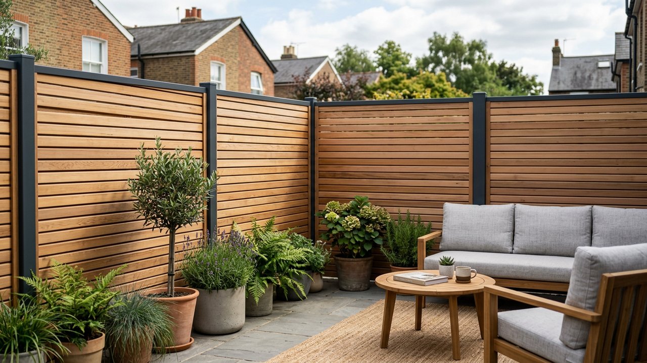 Panneaux occultants en bois installés sur une terrasse pour masquer le vis-à-vis