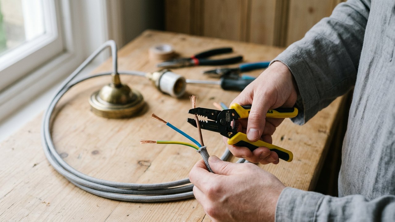 Préparation des fils électriques pour raccorder une suspension